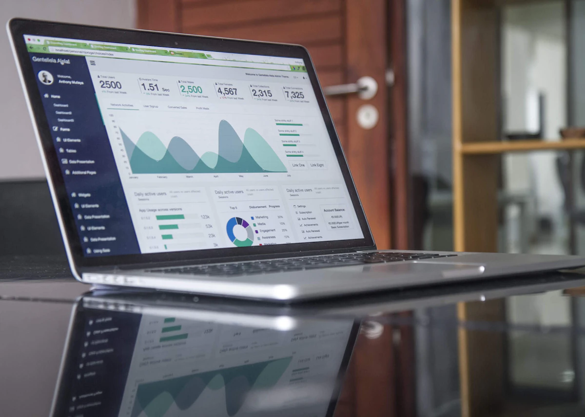 Clean analytics dashboard on a laptop